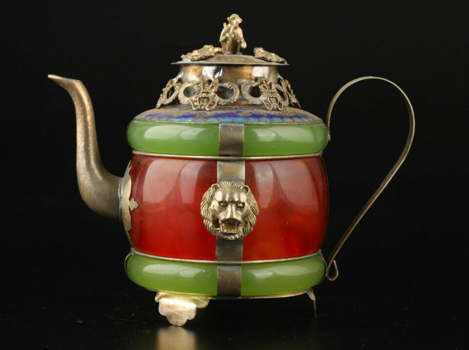 Handmade Chinese & Tibetan Jade Teapot