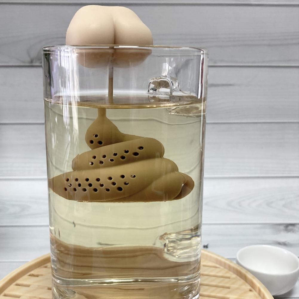 Reusable silicone tea infuser creative poop shaped funny herbal tea bag reusable coffee filter diffuser strainer tea accessories