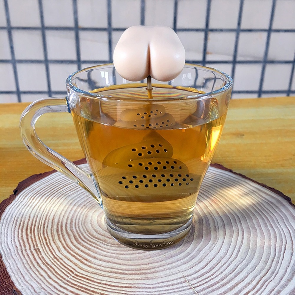 Reusable silicone tea infuser creative poop shaped funny herbal tea bag reusable coffee filter diffuser strainer tea accessories