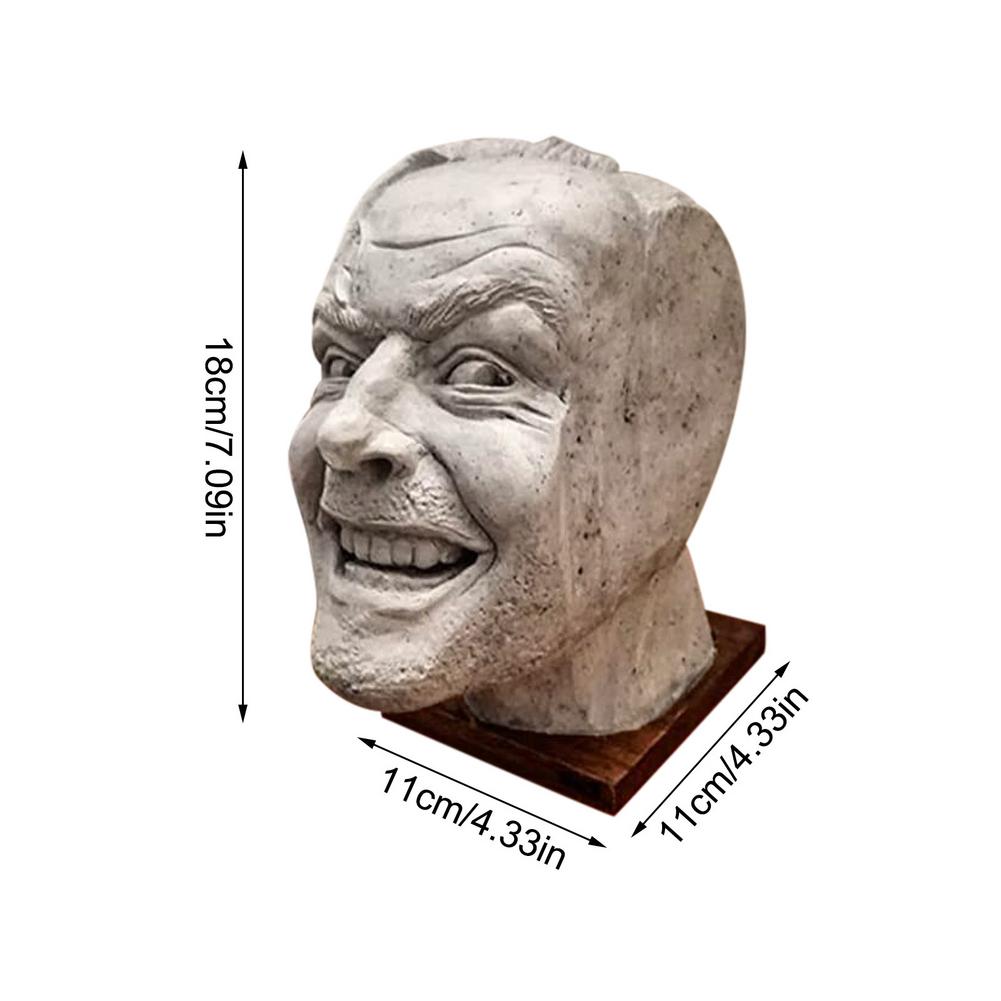 Human head resin desktop ornament book shelf sculpture of the shining bookend library here's johnny sculpture