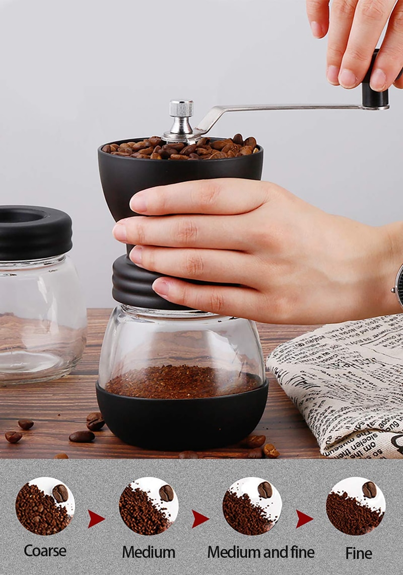 Manual coffee mill grinder with ceramic burrs,hand coffee mill coffee bean grinder burr portable cafe coffee pot bean mill maker