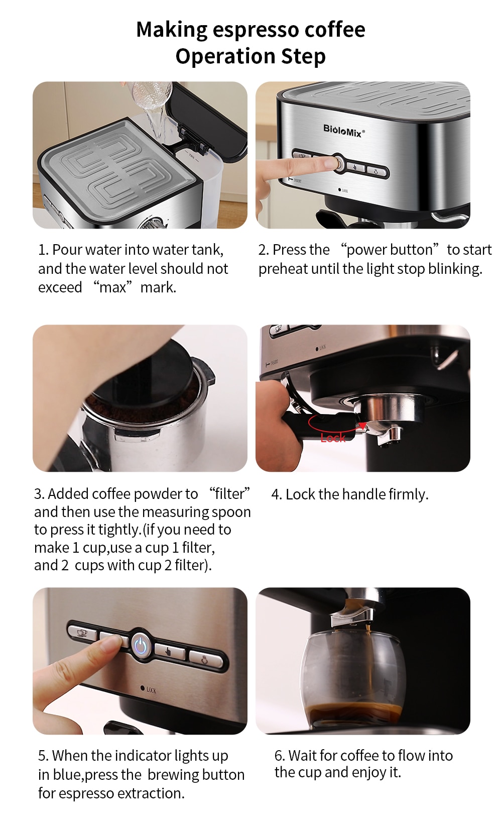 Semi automatic espresso coffee maker with hot steam