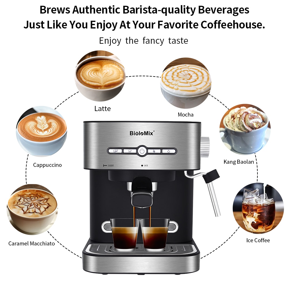 Semi automatic espresso coffee maker with hot steam