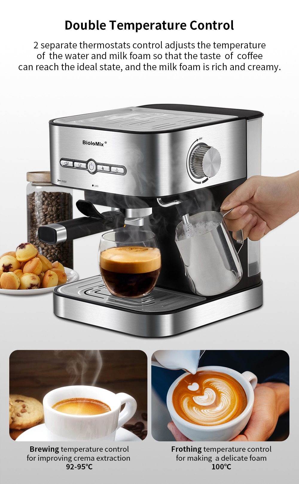 Semi Automatic Espresso Coffee Maker with Hot Steam