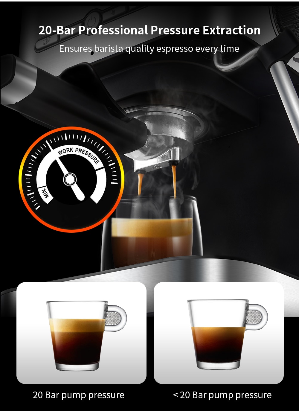 Semi automatic espresso coffee maker with hot steam