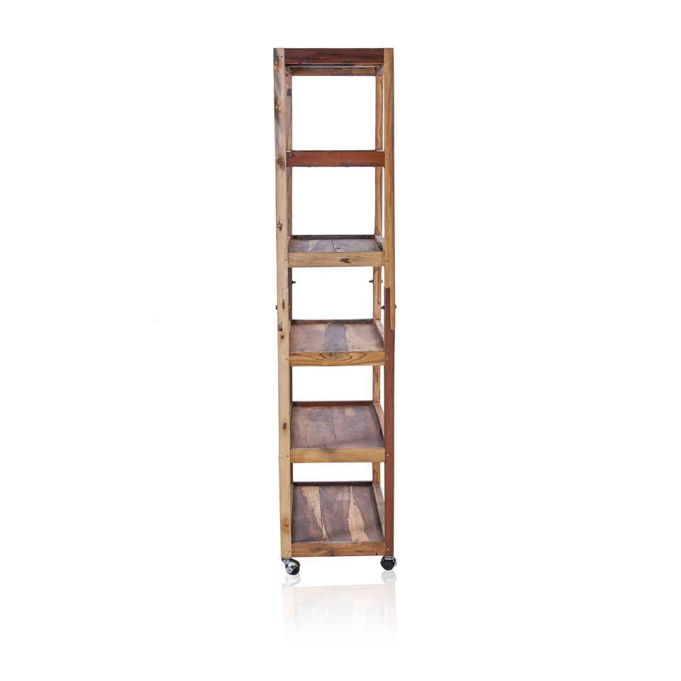 Large Shelving Display Unit with Casters - Recycled Wood - Image 2