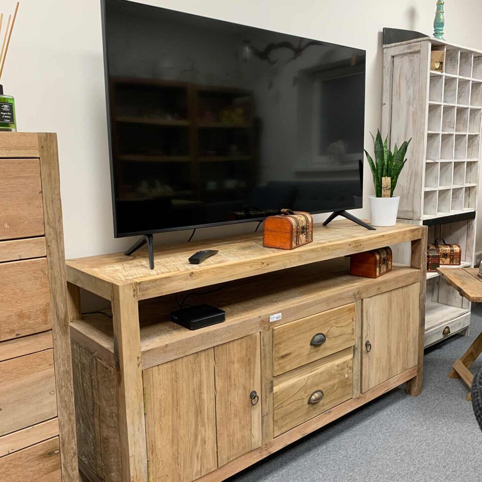Rustic Recycled Wood Large TV Stand - Image 3