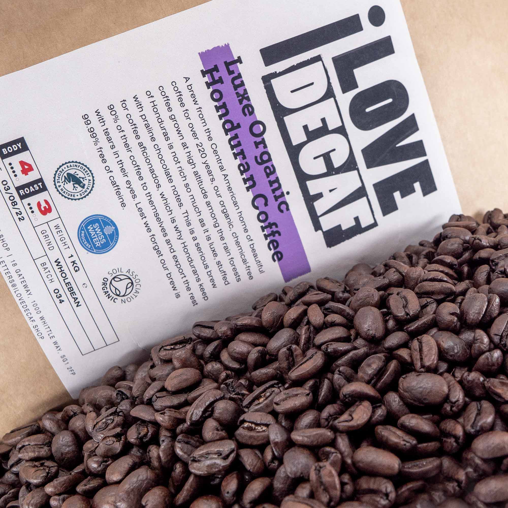 Luxe organic decaf beans sq