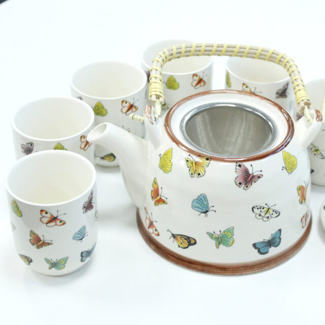 Traditional Butterfly Watercolour Print Teapot Set