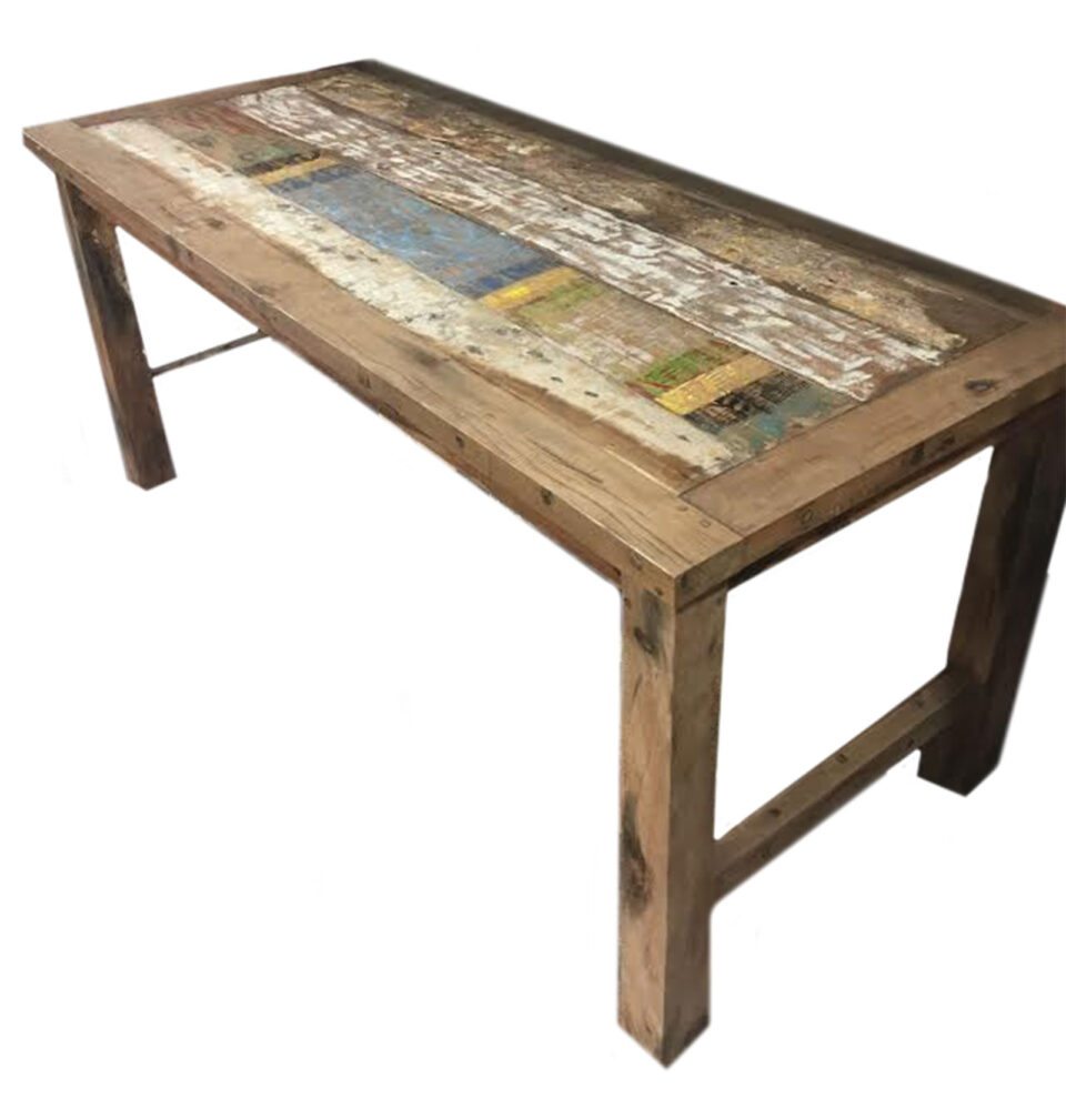 Recycled Teak Wood Large Rustic Dining Table