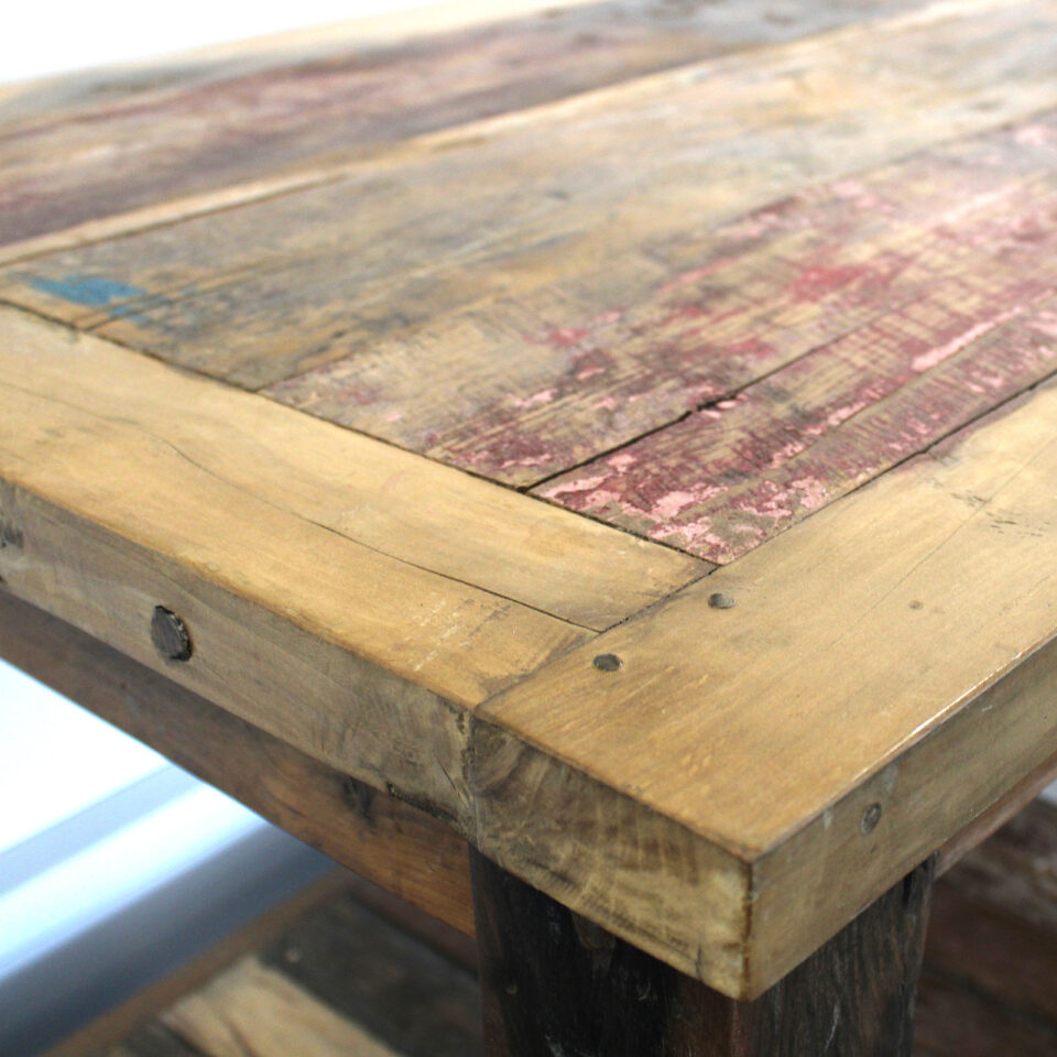 Recycled Teak Wood Large Rustic Dining Table - Image 3