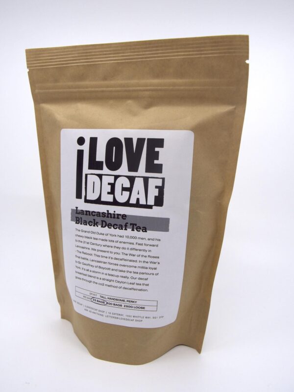 Lancashire Black Decaf Tea packet Lancashire Black Decaf Tea packet