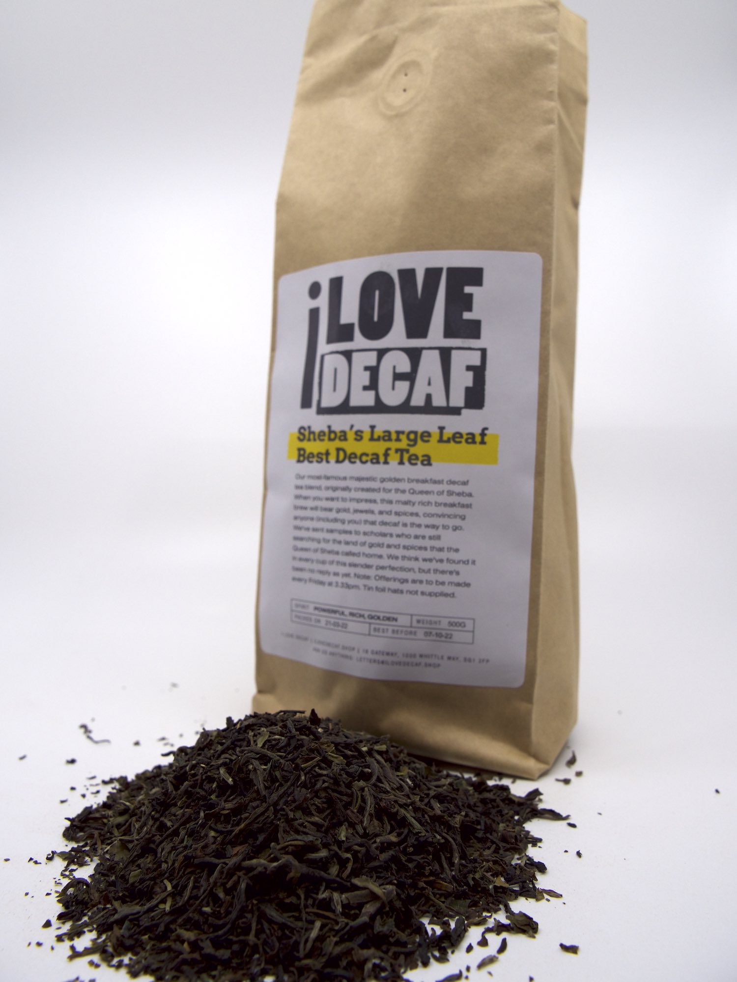 Shebas large leaf best decaf tea loose detail
