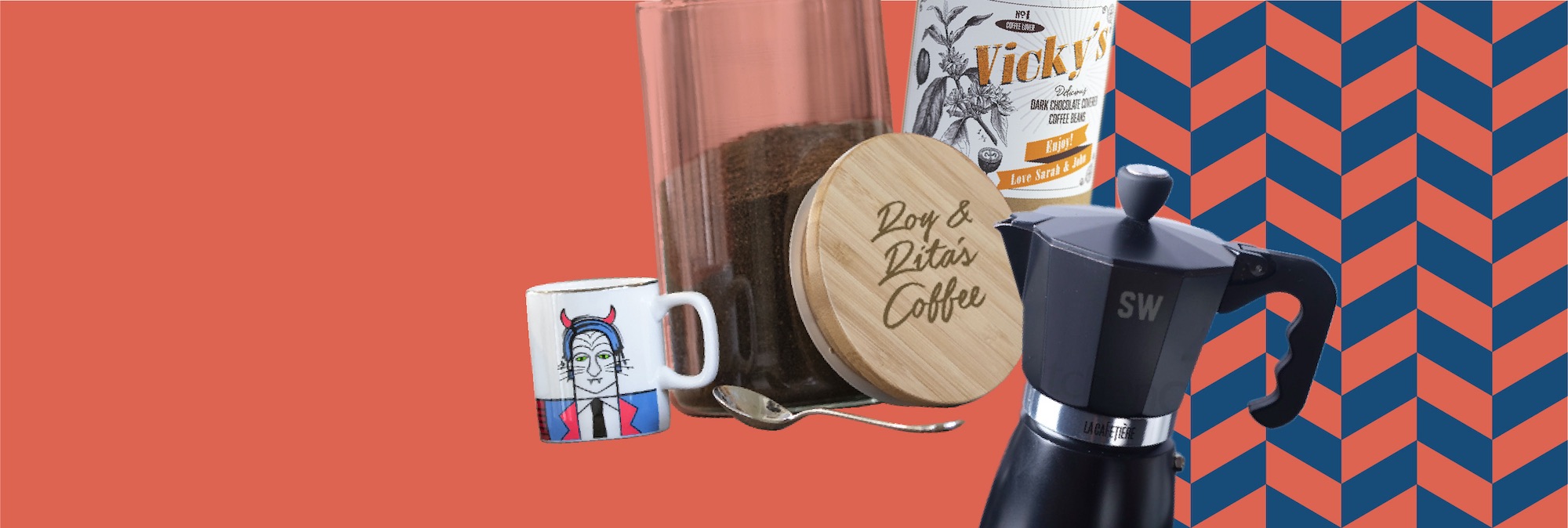 Personalised coffee gifts, tea & biscuit jars - i love decaf