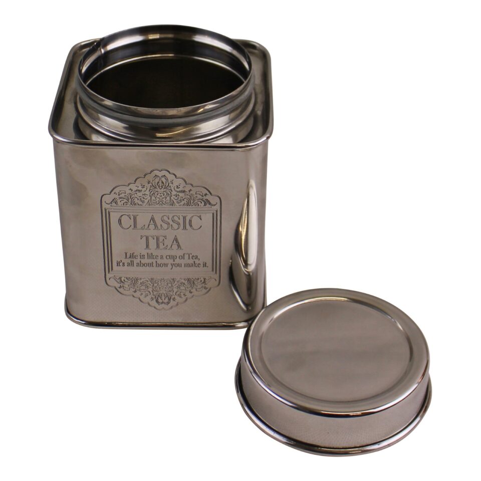 Silver Metal Caddy Style Tea, Coffee and Sugar Storage Tins - Image 4