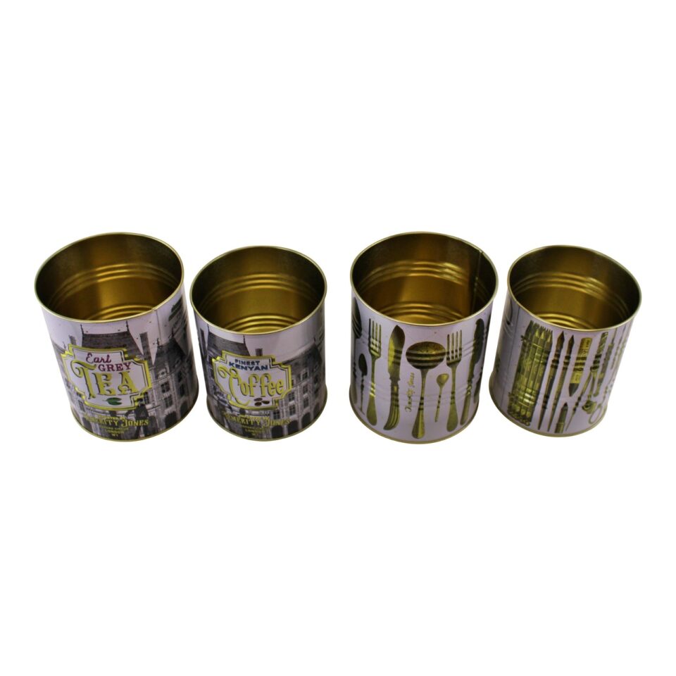 Set of 4 Vintage Style Decaf Tea and Coffee Tins - Image 2