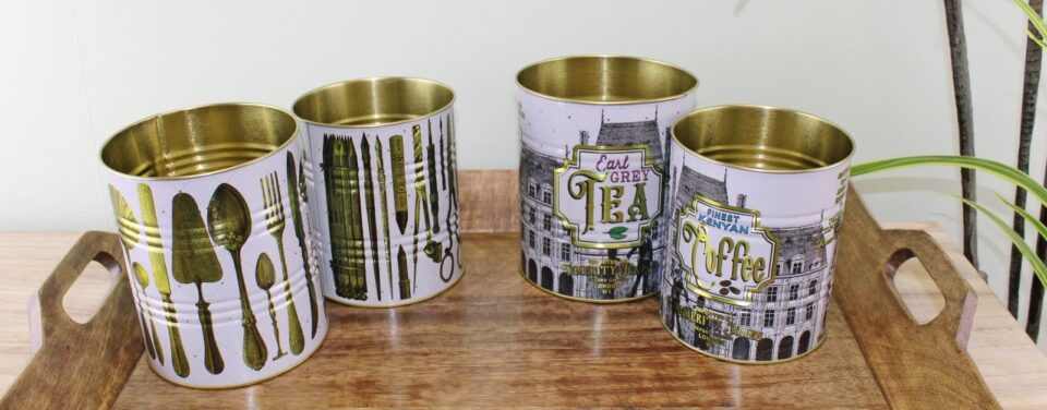 Set of 4 Vintage Style Decaf Tea and Coffee Tins - Image 3