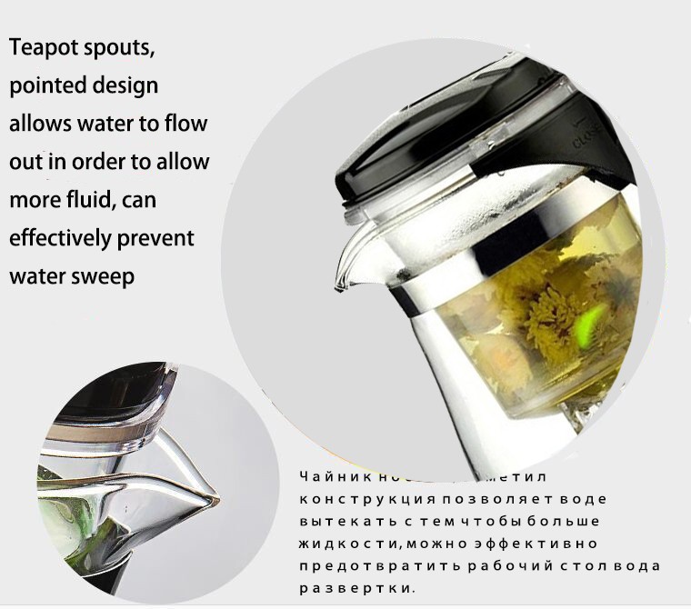 Modern Heat Resistant Glass Teapot with Removable Filter