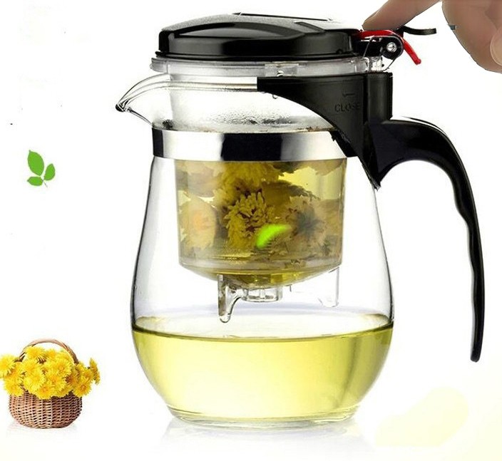 Modern heat resistant glass teapot with removable filter