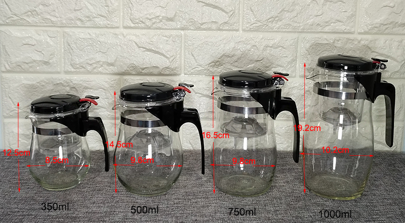 Modern heat resistant glass teapot with removable filter