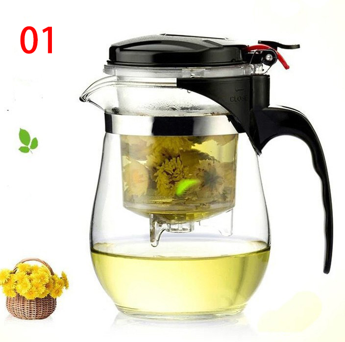 Modern heat resistant glass teapot with removable filter
